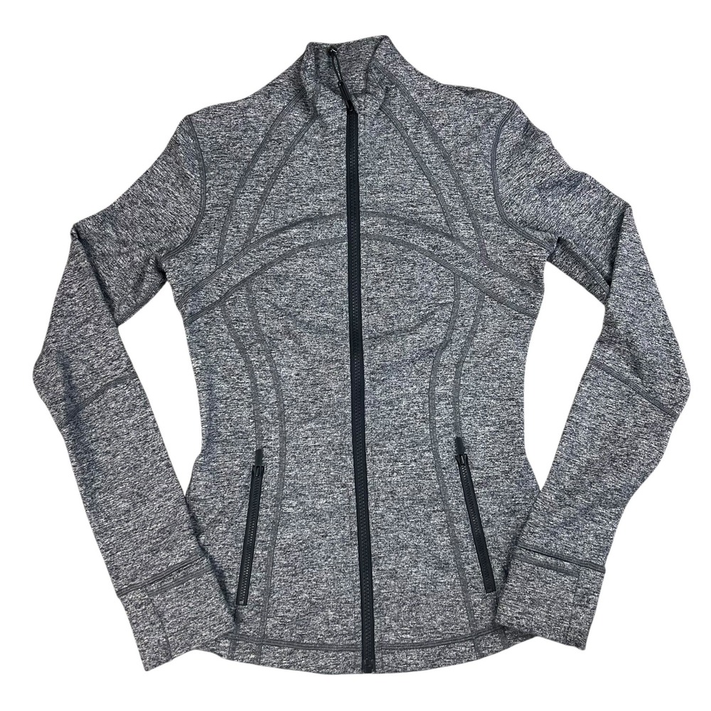 Lululemon Define Jacket Heathered Black White Space Dye Full Zip Size 6